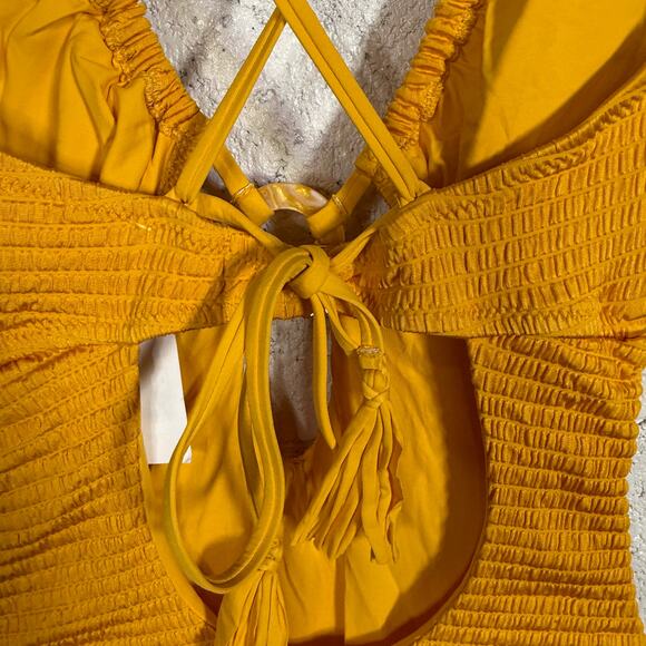 Isabella Rose Maza Textured Multi Way One Piece Swimsuit Marigold, Medium $148 - Picture 9 of 16